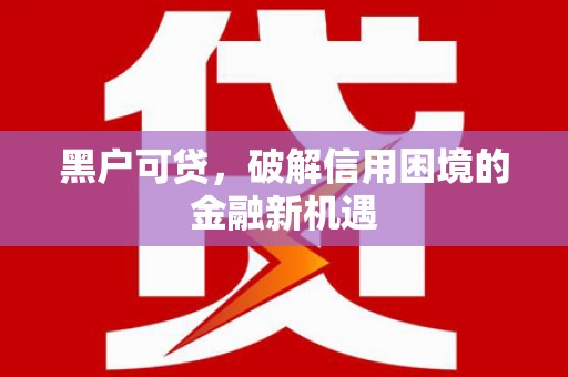 南芬黑户可贷，破解信用困境的金融新机遇