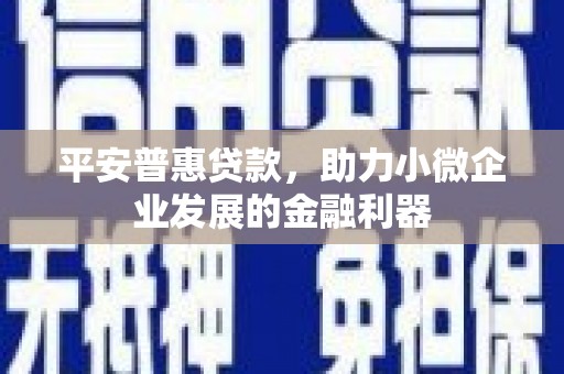 南芬平安普惠贷款，助力小微企业发展的金融利器